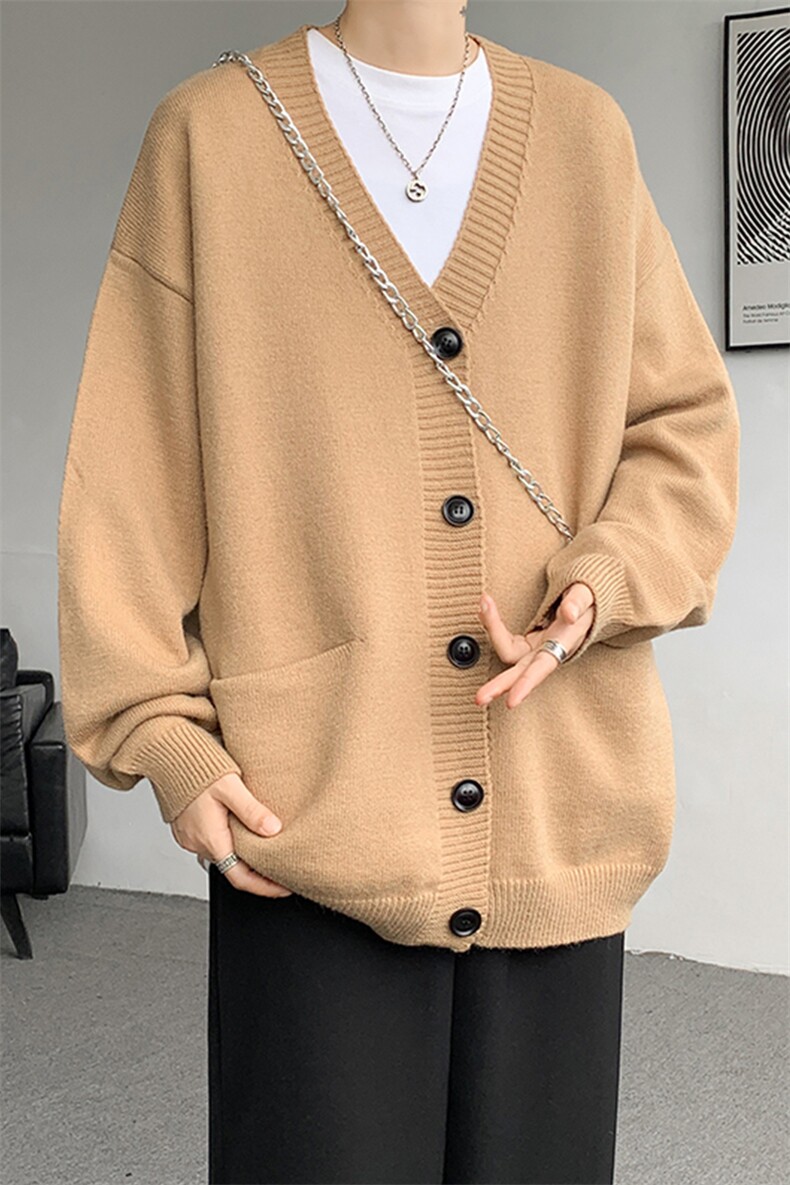 8XL-M大码V领开衫毛衣外套男日系复古宽松慵懒风针织衫KS002p55,男装针织衫/毛衣,电商B312
