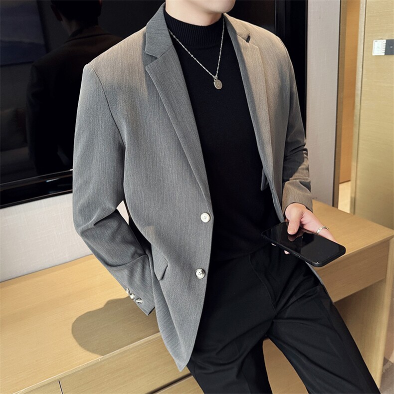 2025春装 高级感西装外套男士商务休闲痞帅店主风上衣6515-P110图片