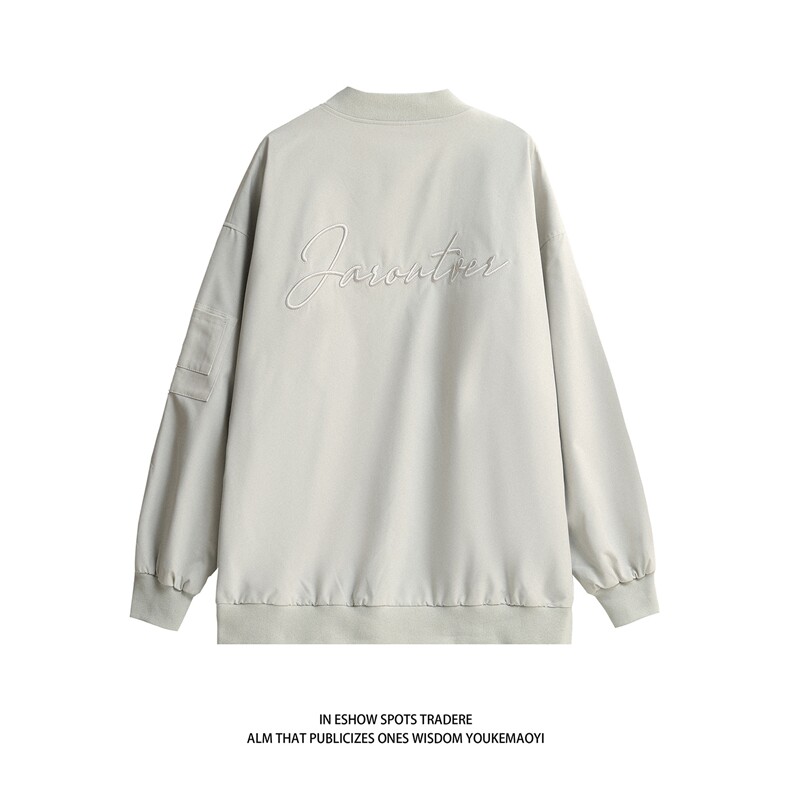白底秋装宽松防水棒球领飞行服绣花夹克女装秋季大码外套S229-P88,男装夹克,电商A233-2