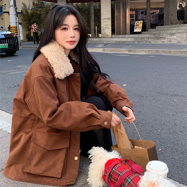 新款毛毛内胆皮毛一体派克外套2C122-8882-P215-K328,女装毛呢外套,2C122