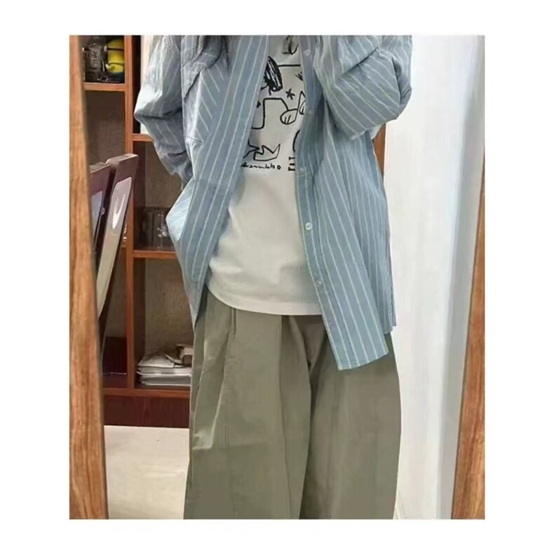 条纹衬衫女2025春夏新款蓝色条纹高级感别致宽松防晒叠穿衬衣外套,男装防晒衣,星座1210-1