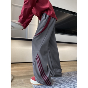 抖音品质美式条纹拼接设计感运动休闲卫裤B315-K25378-特p40控78图片
