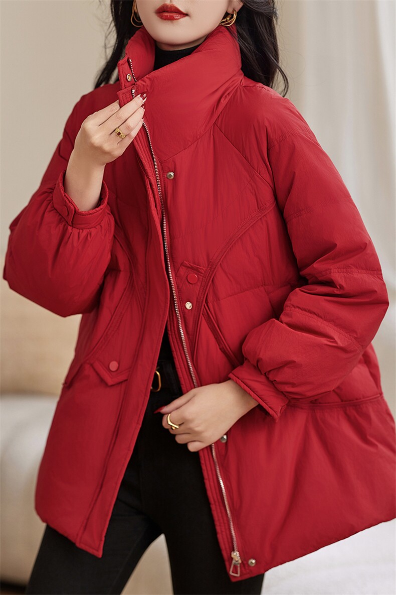 现货主推2023冬新款加厚中长款保暖休闲羽绒服90白鸭绒,女装羽绒服,余墨