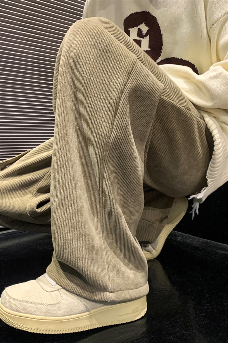 休闲裤重磅卫裤冬季男雪尼尔灯芯绒裤垂感阔腿裤K993P55加绒65,男装休闲裤,电商D315A
