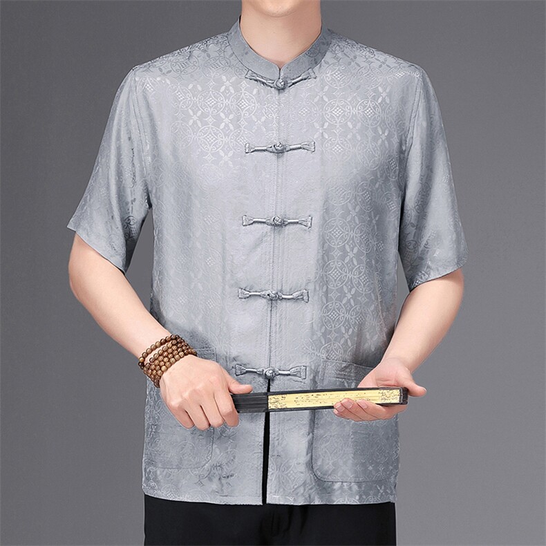 唐装太极服中式立领风短袖套装时尚爸爸装SF9783-P148,男装民族服装,星座1105-3