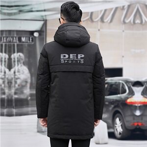 冬装潮中长款加厚修身90白鸭绒羽绒服男外套连帽羽绒 99335图片