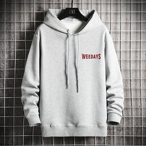 WY2113-P40 加绒 P45 纯连帽卫衣男大码运动帽衫宽松薄外套图片