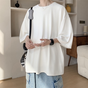 8XL-M冰丝凉感短袖T恤夏季大码V领垂感五分半袖体恤衫DX1206/P35图片