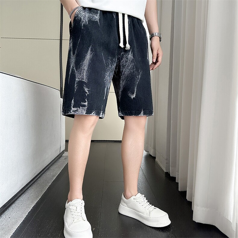301A-1DK12P58控78店主风社会小伙风男士夏季水洗五分牛仔短裤,男装牛仔裤,星座301A-1