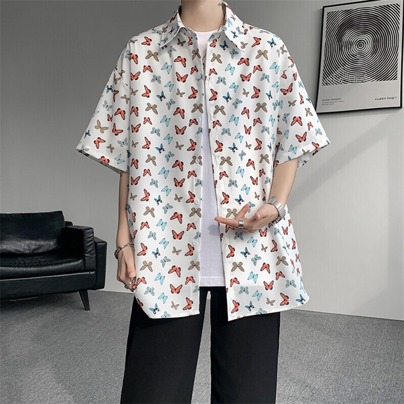 8XL-M花衬衫男短袖夏季薄款冰丝半袖宽松大码休闲外套DC28008P38,男装T恤,电商B312