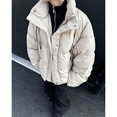 冬季小众解构PU皮加厚棉服外套金属绑带设计感面包服MY088-P110，男装棉衣，星座308B-2