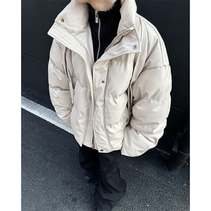 冬季小众解构PU皮加厚棉服外套金属绑带设计感面包服MY088-P110图片