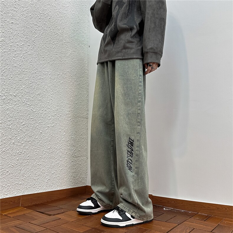 k1030-p45-控68M-5XL港风高阶拉链黑暗破洞宽松大码牛仔裤,男装牛仔裤,星座116