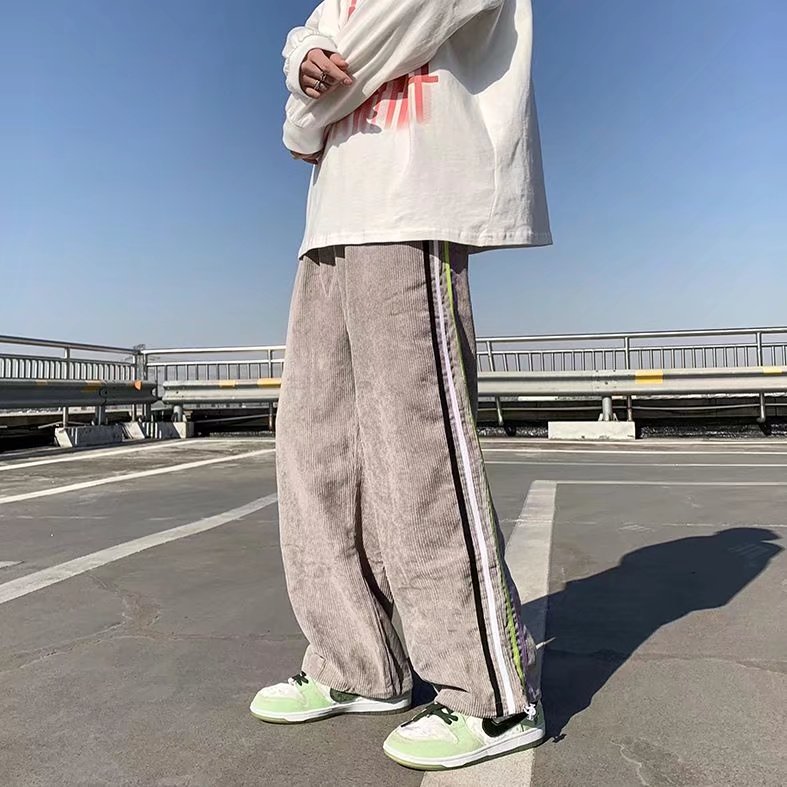 新款潮运动裤拼条宽松彩虹条束脚卫裤A538P34,男装休闲裤,星座1116-2