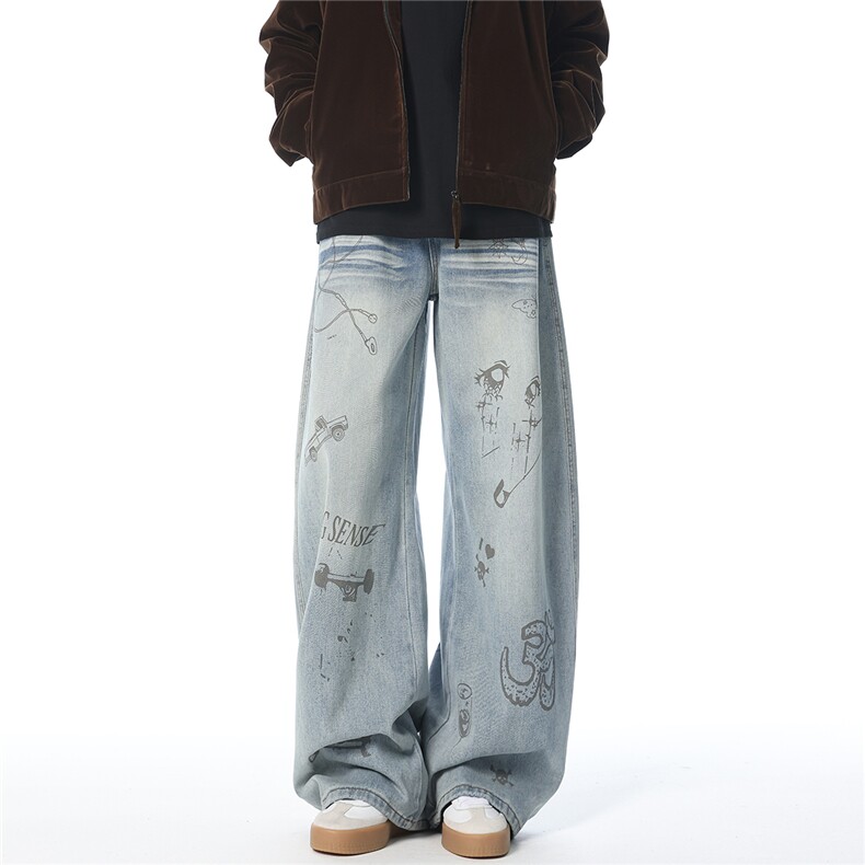 XZ1011-8517-P55控88趣味印花弯刀牛仔裤，男装牛仔裤，星座B271
