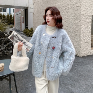 托斯卡纳皮毛一体外套女2025新款羊羔毛卷毛中长款皮草大衣冬图片