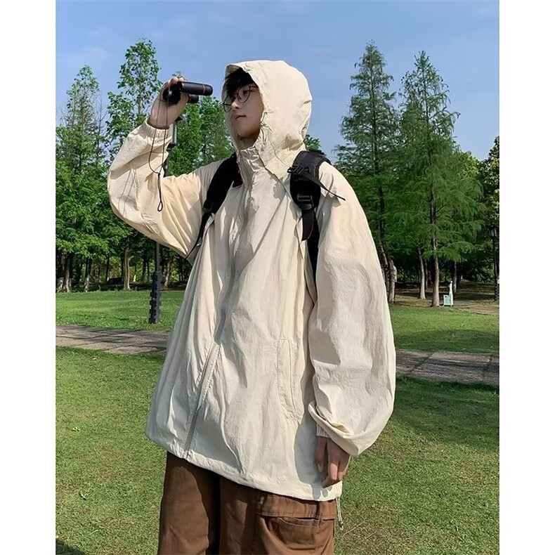 机能连帽防晒衣男夏季薄款防晒服痞帅户外冲锋衣外套 HT76图片