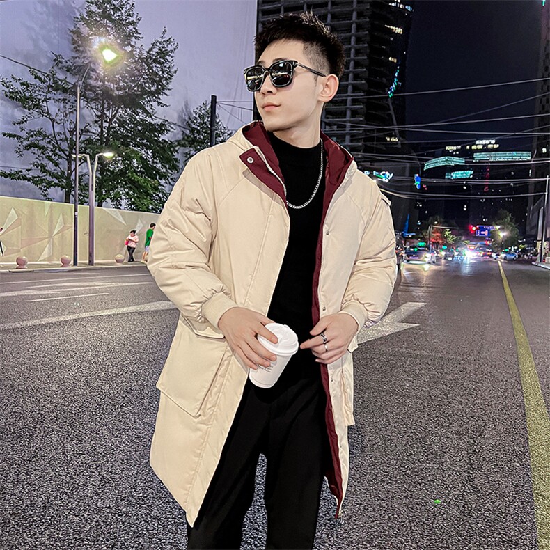 社会小伙中长款棉衣男冬季加厚连帽棉服潮流棉袄A266-WMY2112-P85,男装棉衣,电商A266