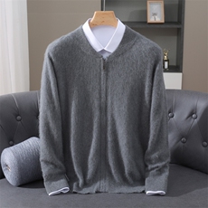 2025秋冬百搭时尚简约圆领长袖半开拉链针织衫，女装针织衫/毛衣，冬贝尔貂绒