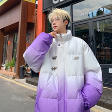 XZ230-1MY58冬港风宽松简约扎染渐变休闲立领机能面包服P128控158，男装棉衣，星座230-1