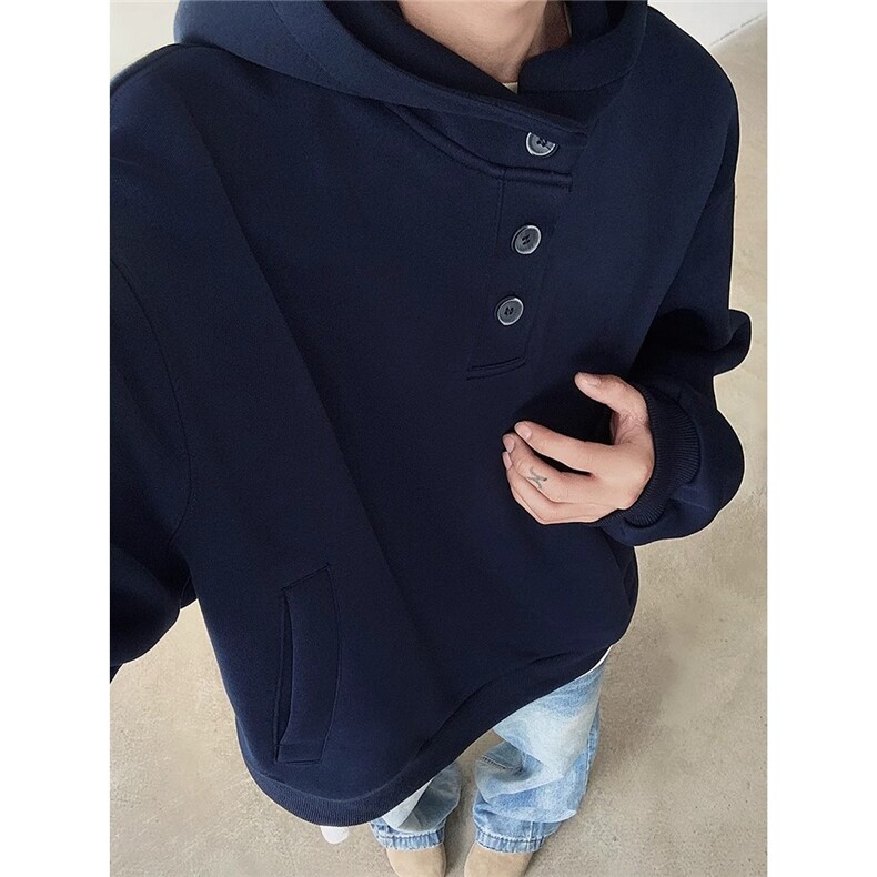 重磅纽扣连帽卫衣男设计感宽松慵懒外套美式重磅上衣CWY89，女装短外套，星座208-5