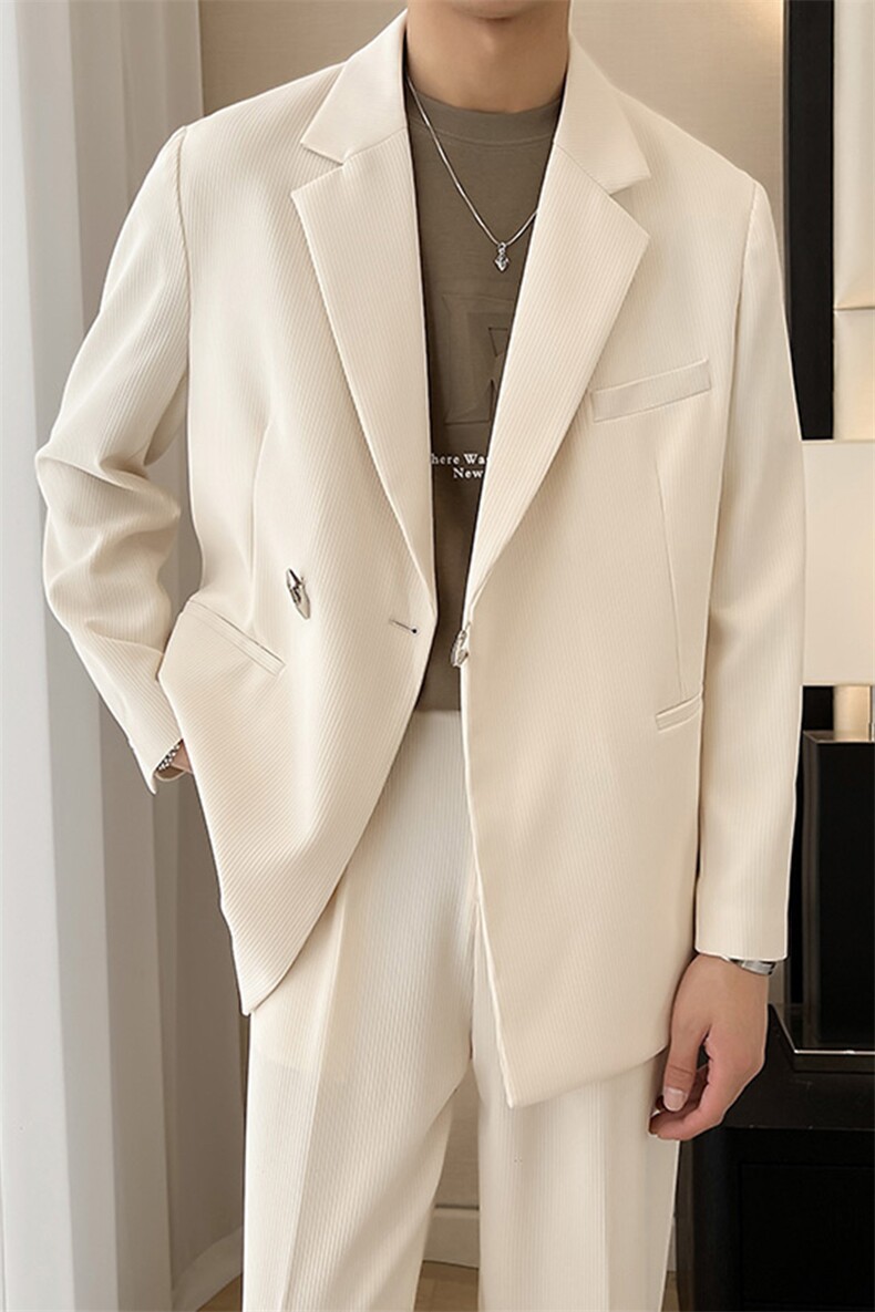 ins宽松休闲冰丝潮流西服垂坠肌理感小西装XZ48/P160控248,男装西服,电商A243
