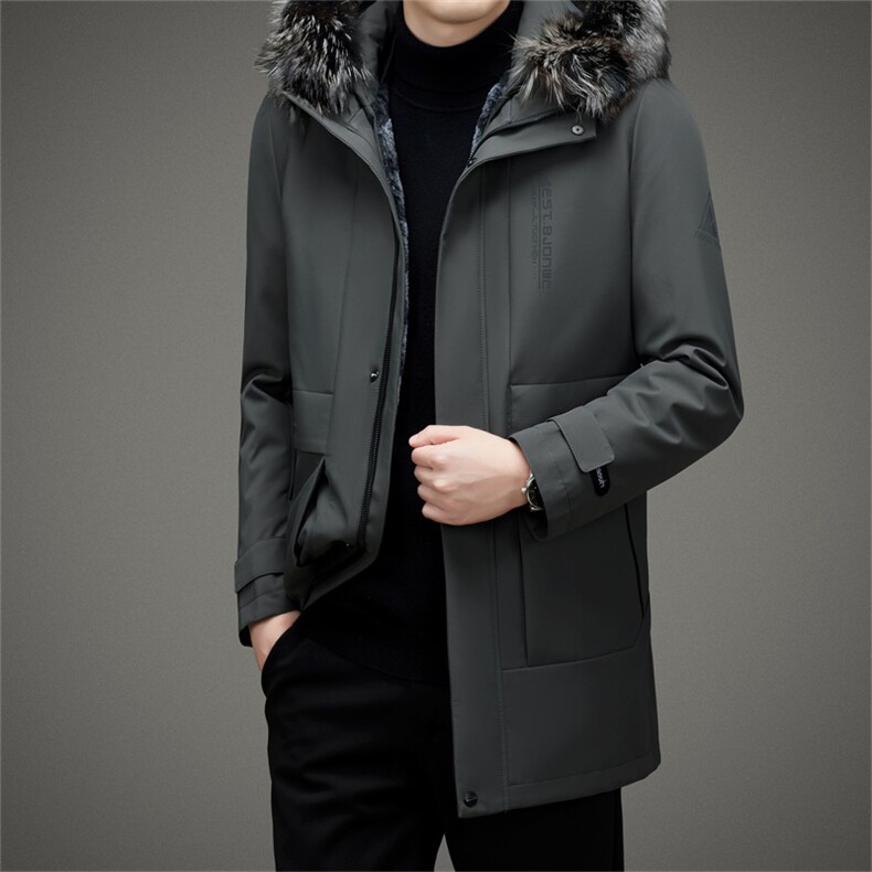 狐狸毛可脱卸内胆羽绒服外套男士冬季新款加厚休闲中年羽绒服大衣,男装羽绒服,钱塘723