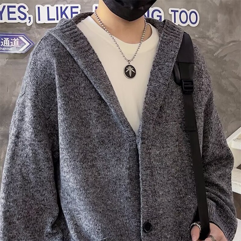 慵懒风连帽长袖针织外套男秋新款软糯宽松设计感毛衣上衣M855,男装针织衫/毛衣,星座1116A-1（原606A）