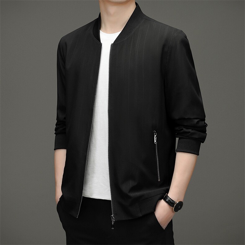 2024春季新款男士夹克休闲春装中年品牌棒球领男装爸爸装外套P120,男装夹克,钱塘6003A(原)4033A