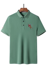 新款T恤男士纯色翻领纯棉商务休闲宽松运动服上衣潮流百搭体恤衫图片