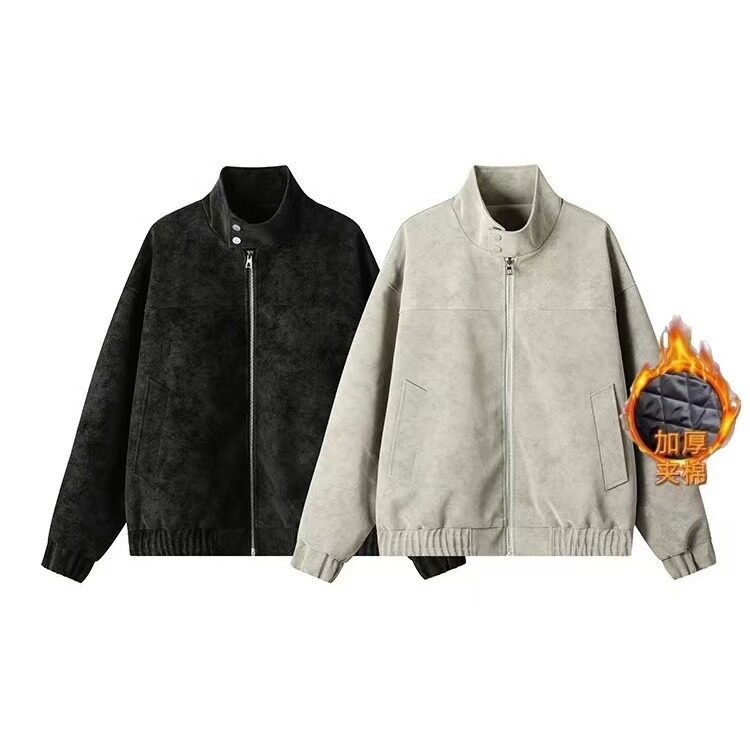 高街皮棉衣潮牌加厚保暖夹克棉服高街痞帅立领机车服外套-S319图片