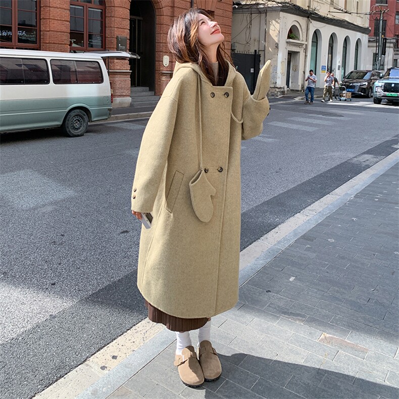 长款双面羊绒大衣女宽松韩版高级感过膝休闲显瘦冬季新款毛呢外套图片
