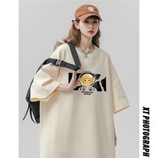 春夏新款宽松美潮街头女孩印花休闲短袖T恤T6083P25控38，男装T恤，电商A268
