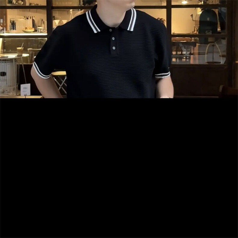 夏季翻领冰丝薄款透气针织polo短袖  F6183-P55图片
