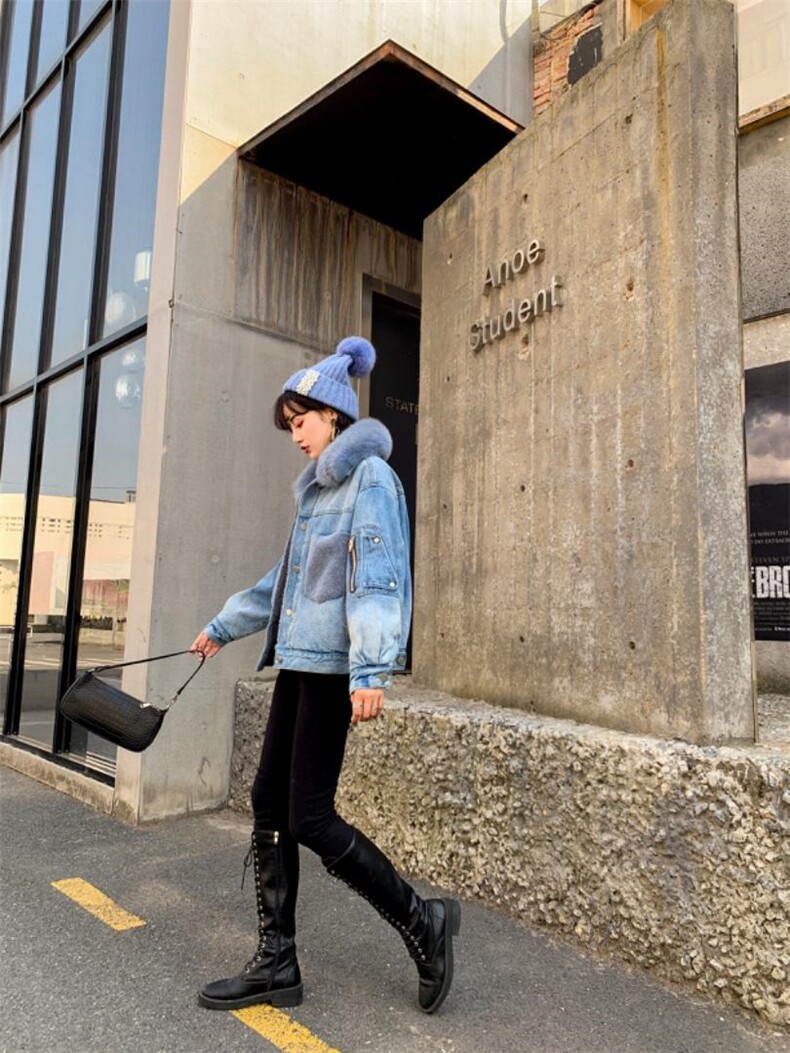 2021冬牛仔派克，女装，雪儿诱惑