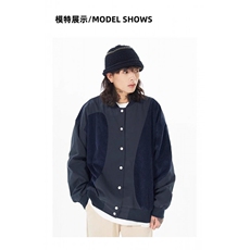 潮长袖纯色宽松型灯芯绒拼接外套美式复古秋季春秋夹克JK33P57，男装夹克，星座1013-5