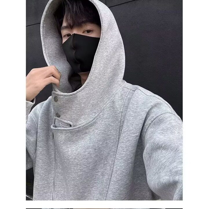 秋装重磅开衫连帽垫肩卫衣男休闲运动痞帅高街上衣高级感夹克外套,男装夹克,星座506A