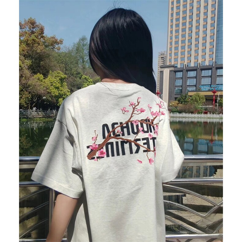 万针全刺绣工艺抖音得物高品质260克重磅纯棉双纱美式高街短袖T恤,男装T恤,电商A486-1