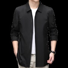 风衣男中款长款秋季薄款秋季商务休闲衣中年爸爸翻领秋装外套，男装风衣，电商B212（原钱塘6029）