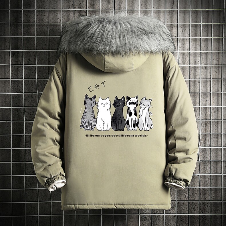 MM48100-P130冬季大毛领棉衣男士大码加厚棉袄男棉服网格,男装棉衣,电商A040A