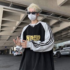 黑色拼花灰袖