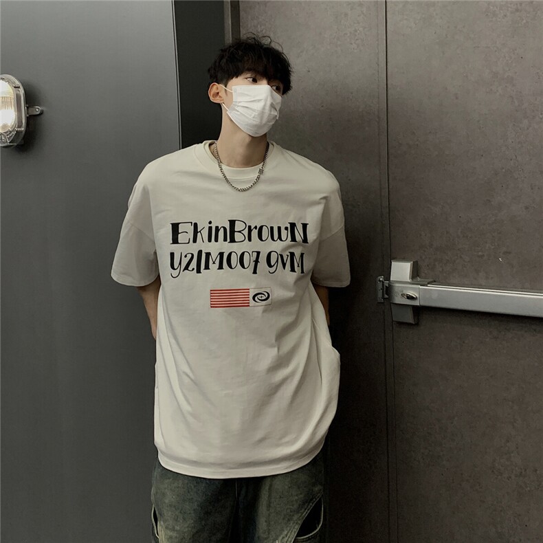 港风字母印花设计T恤男潮大码短袖T恤男DT77774P18块特价控38,男装T恤,星座227-7
