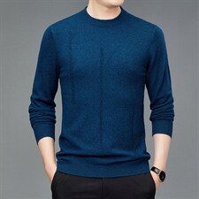 2023秋季新款商务休闲中年男士长袖纯羊毛纯色男士针织打底毛衣，男装针织衫/毛衣，电商B212（原钱塘6029）