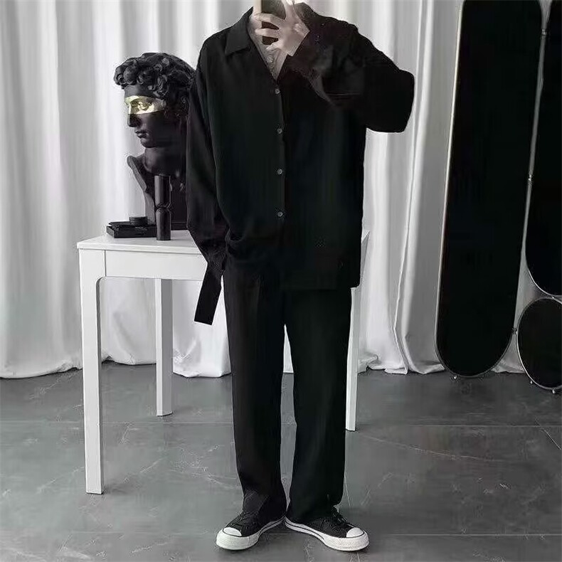 362-P27韩版肌理感长袖衬衫男春秋季小众设计感轻熟百搭宽松,男装衬衫,电商B323A