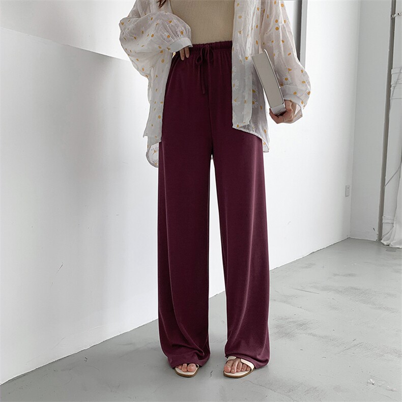 高腰阔腿裤女垂感拖地裤2021夏季新款百搭松紧腰休闲裤B1190，女装连体裤，潮品会