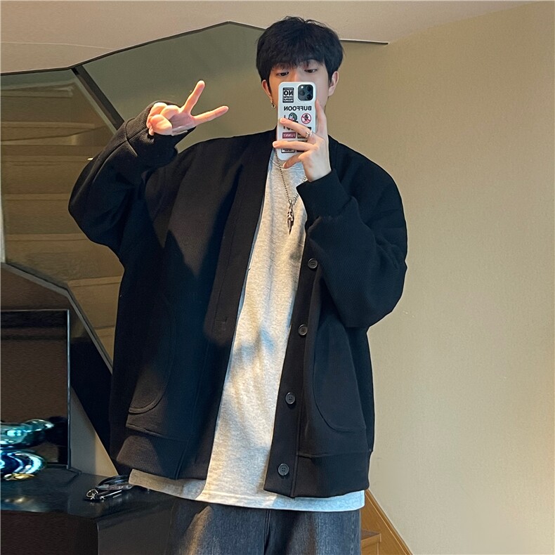 WASSUPHAPPY开衫卫衣男士春秋季2025新款情侣慵懒外套休闲上衣服，男装卫衣，电商A450