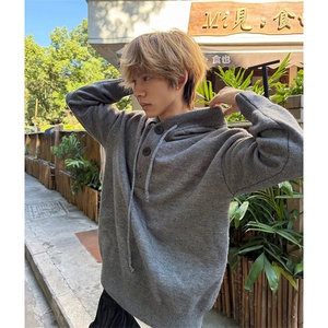 抖音得物 保暖立领拉链针织外套秋冬宽松慵懒风纯色毛衣上衣AM047图片