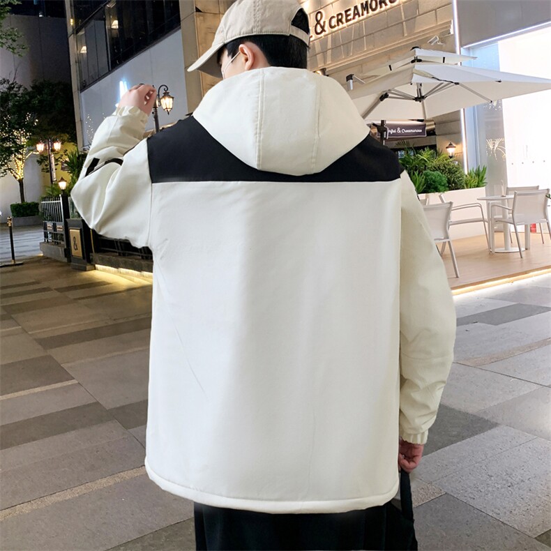 港风秋季男士夹克男宽松时尚连帽休闲夹克外套上衣J898-P53加绒63,男装夹克,星座310B-3