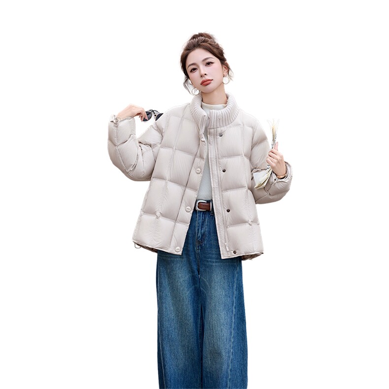 2025冬季新款90绒针织拼接羽绒服,女装羽绒服,维一诺（1D095）
