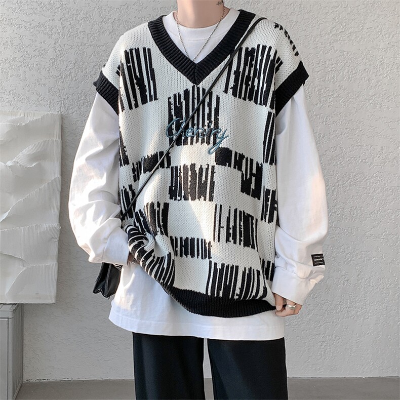 仓库大货 V领针织马甲刺绣高质量坎肩大码背心 DSA059-MJ008-P60图片